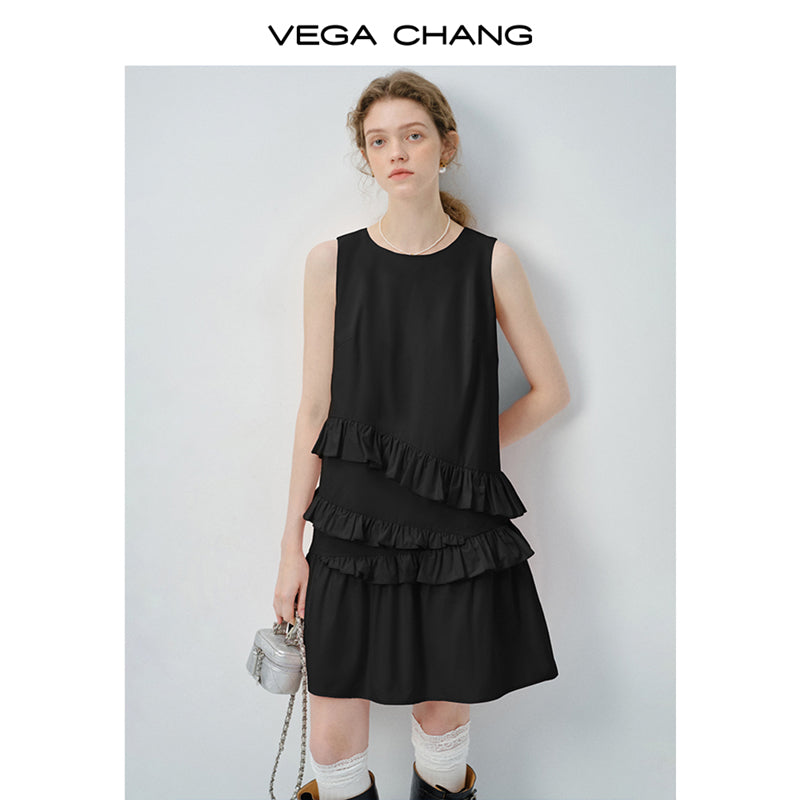 Ruffled Sleeveless Midi Dress