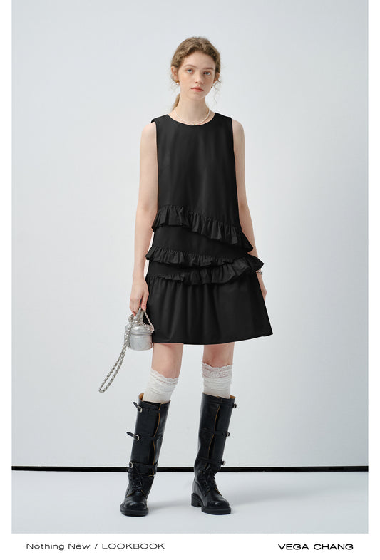 Ruffled Sleeveless Midi Dress