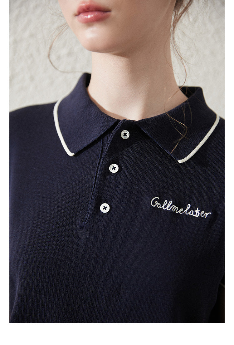 Contrast Tipped Embroidered Polo Shirt