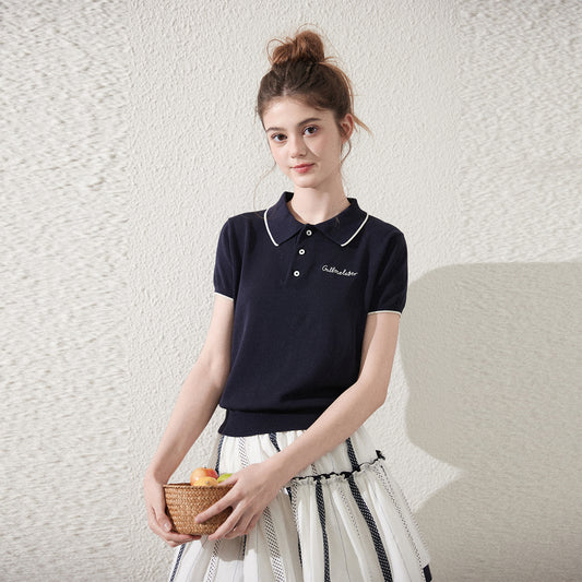 Contrast Tipped Embroidered Polo Shirt