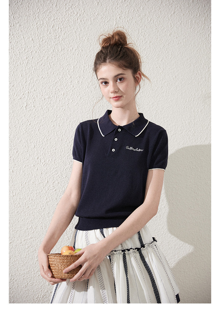 Contrast Tipped Embroidered Polo Shirt