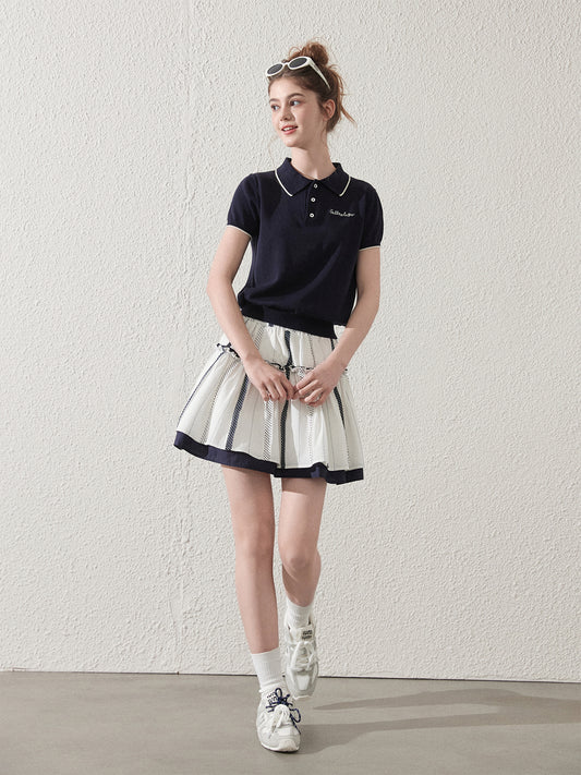 Contrast Tipped Embroidered Polo Shirt