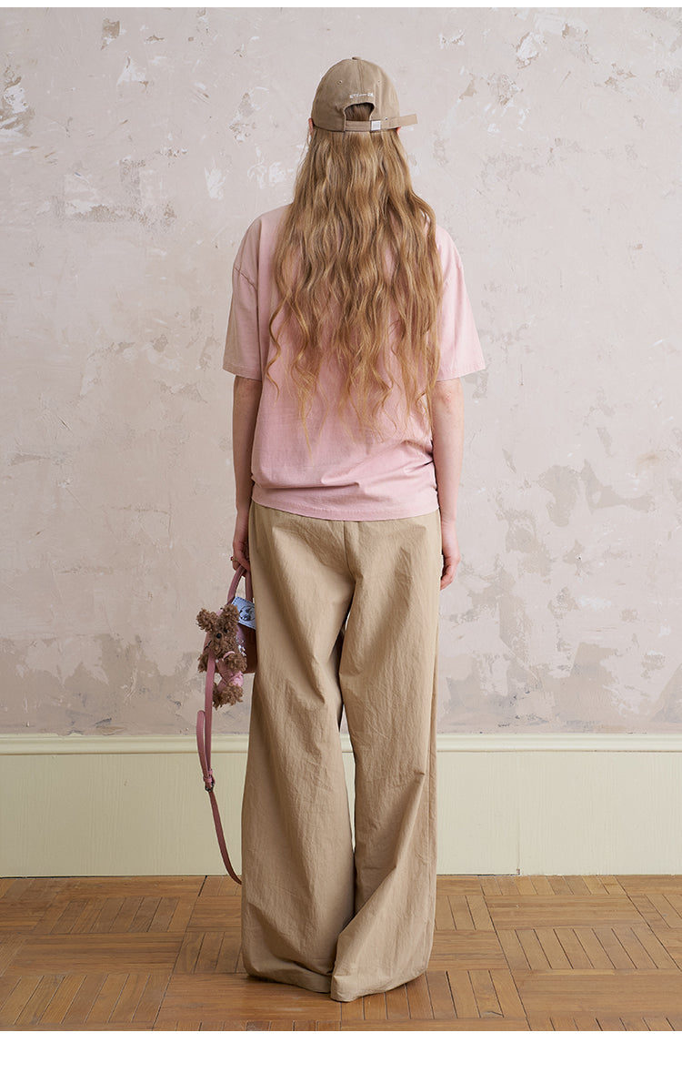 Washed Cotton T-Shirt With Cherry Embroidery