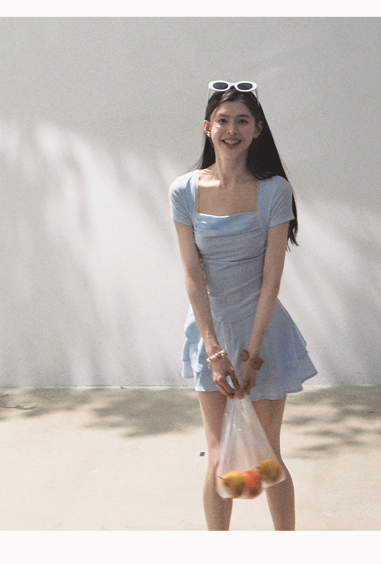 Lace-Trimmed T-Shirt & Tiered Mini Skirt