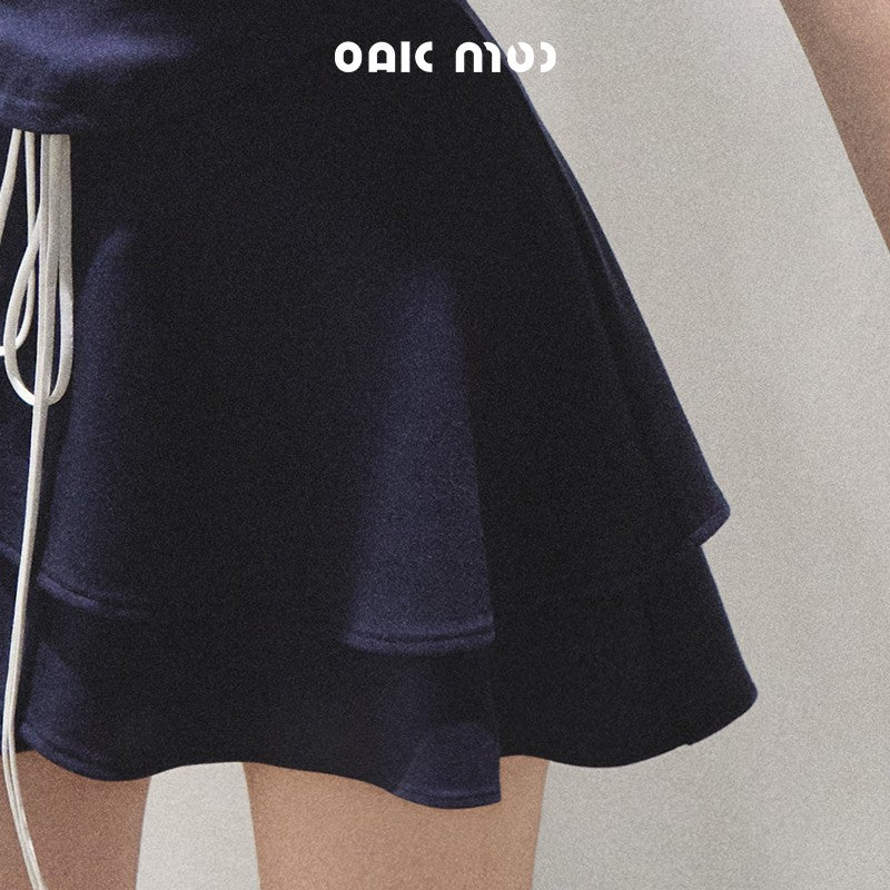Lace-Trimmed T-Shirt & Tiered Mini Skirt