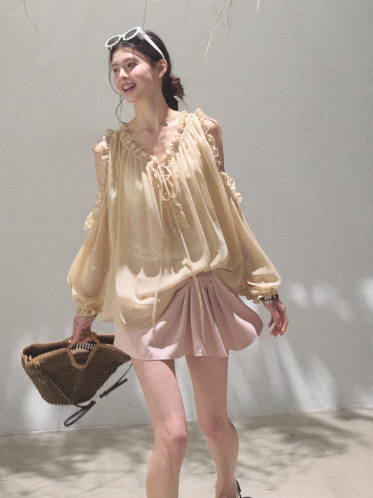 Draped Mini Skirt With Logo Label