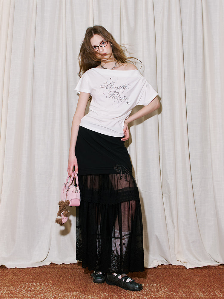 Off-Shoulder Draped Printed Top