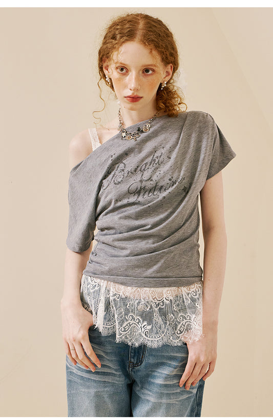 Off-Shoulder Draped Printed Top