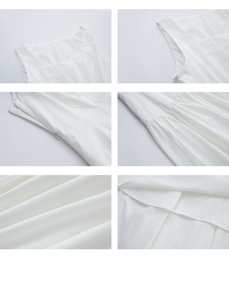 Scalloped Panel Sleeveless Midi Dress