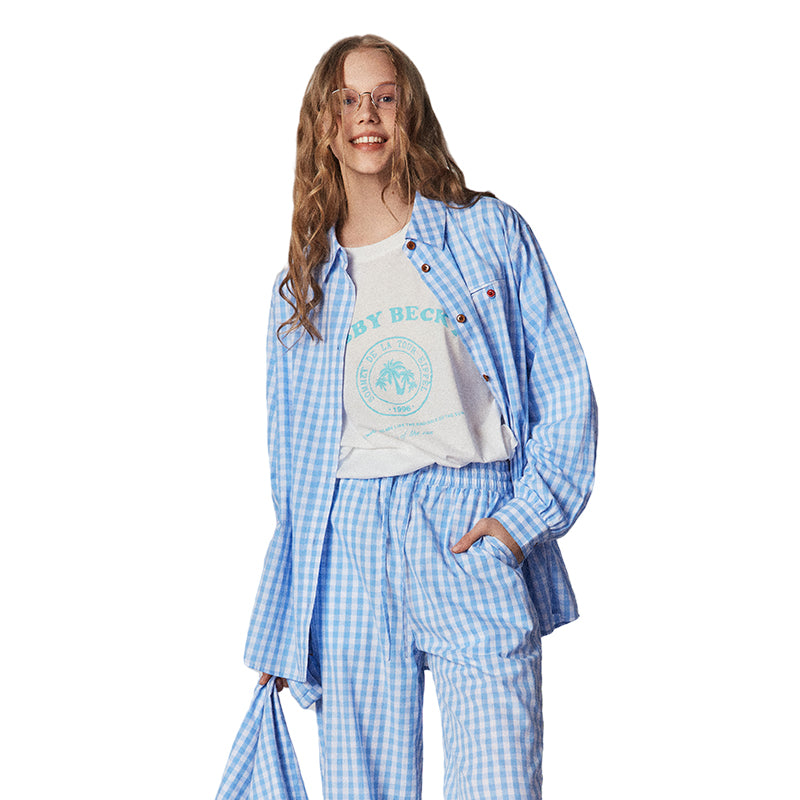 Gingham Cotton Shirt And Adjustable Pants