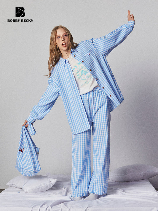 Gingham Cotton Shirt And Adjustable Pants