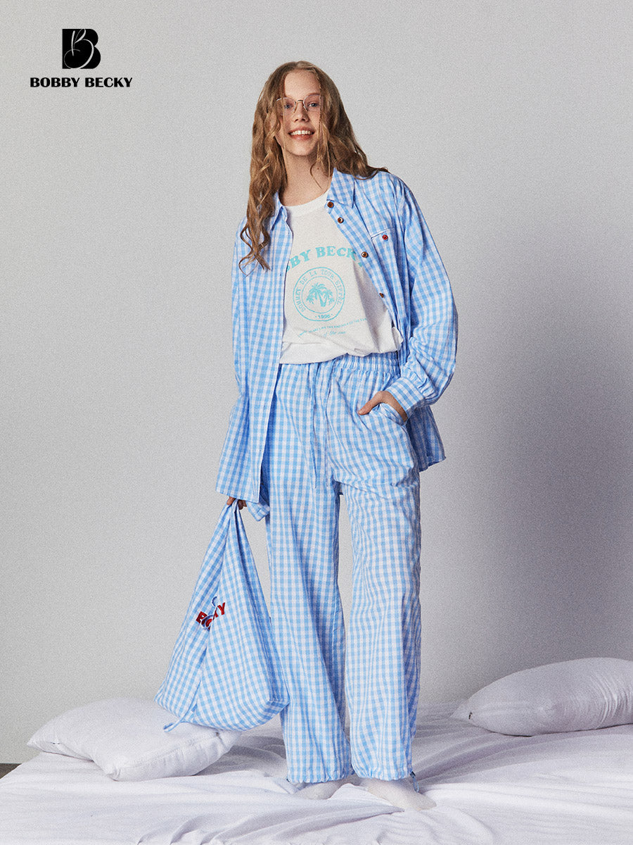 Gingham Cotton Shirt And Adjustable Pants
