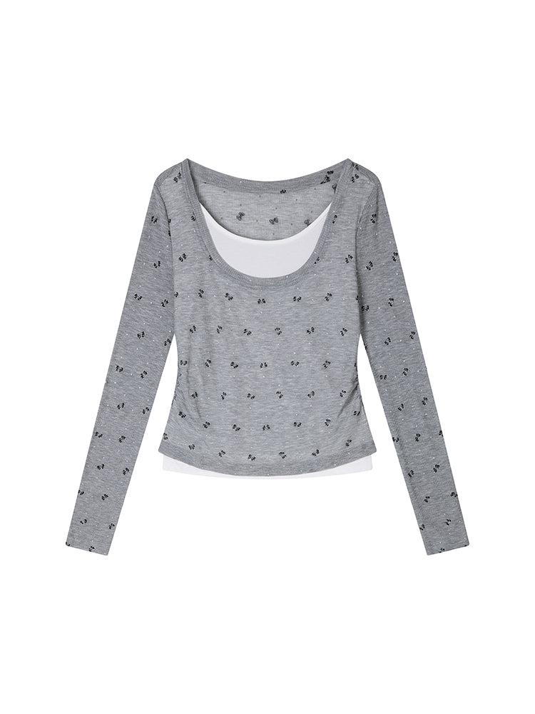 Faux Layered Printed T-Shirt