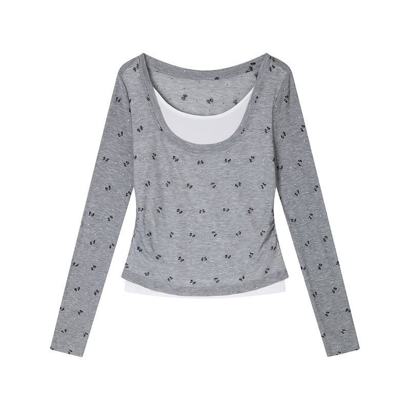 Faux Layered Printed T-Shirt