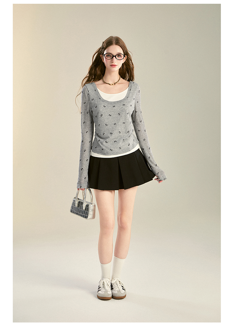 Faux Layered Printed T-Shirt