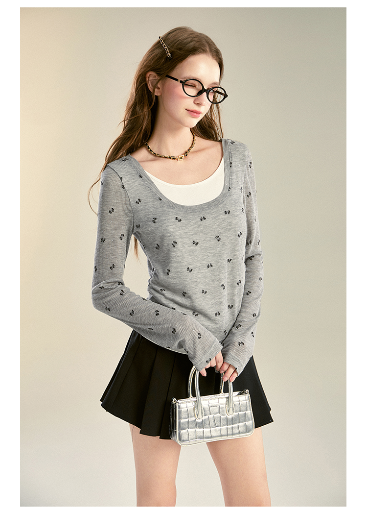 Faux Layered Printed T-Shirt