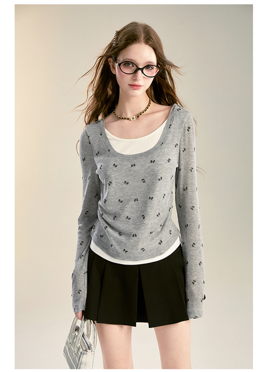 Faux Layered Printed T-Shirt