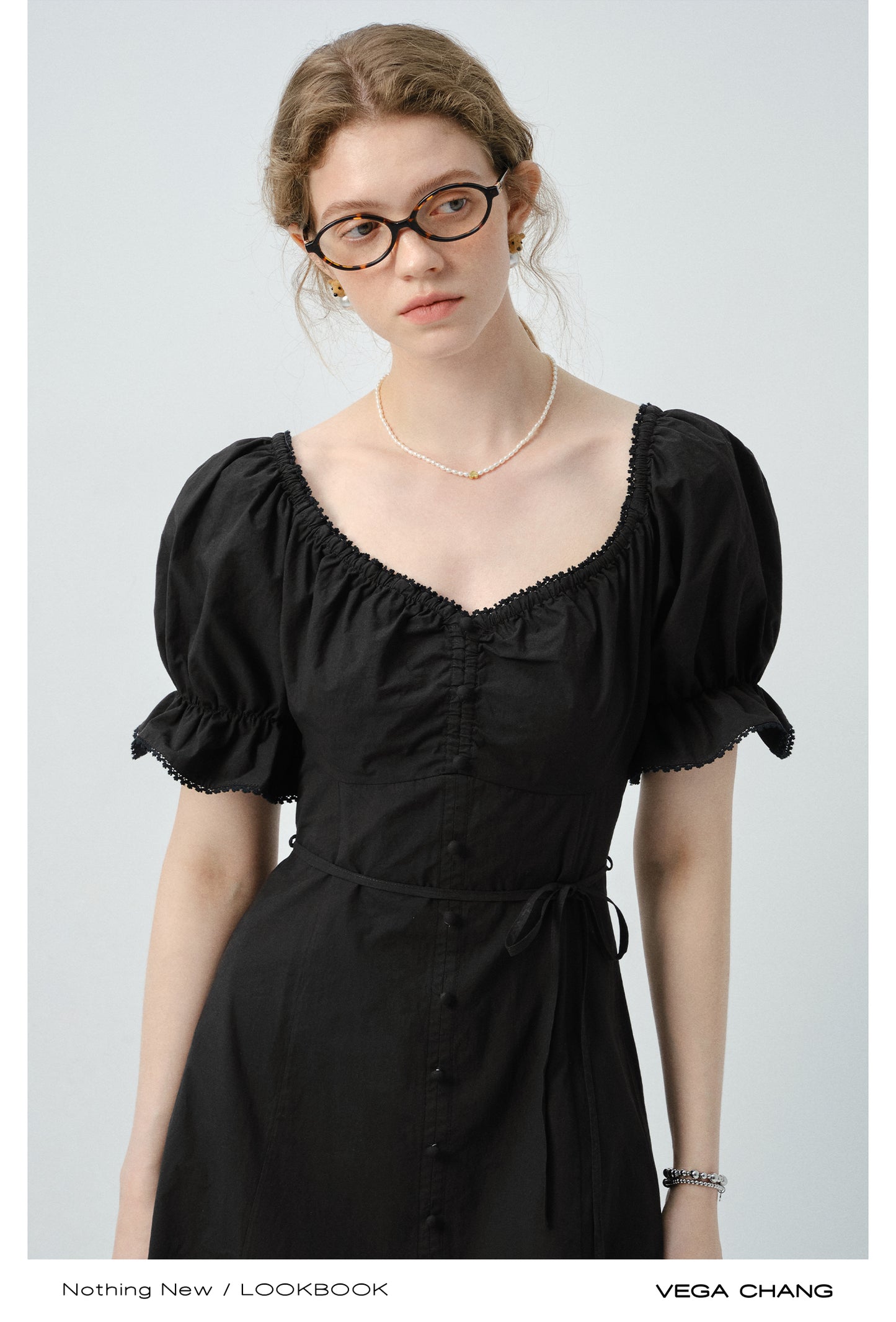 Zip-Up Puff Sleeve Shirt Dress With Slit
