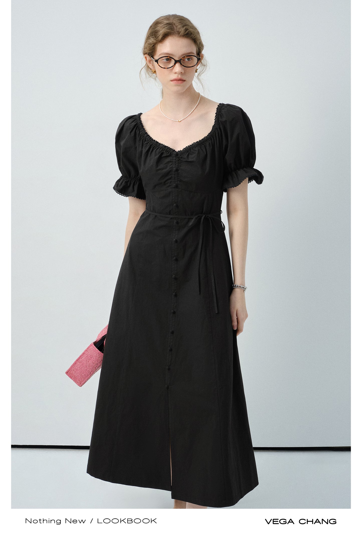 Zip-Up Puff Sleeve Shirt Dress With Slit