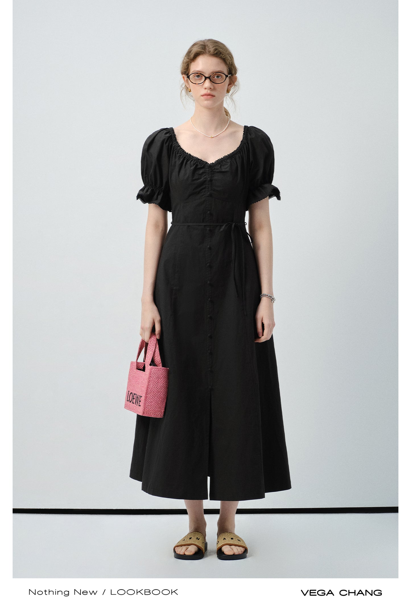 Zip-Up Puff Sleeve Shirt Dress With Slit