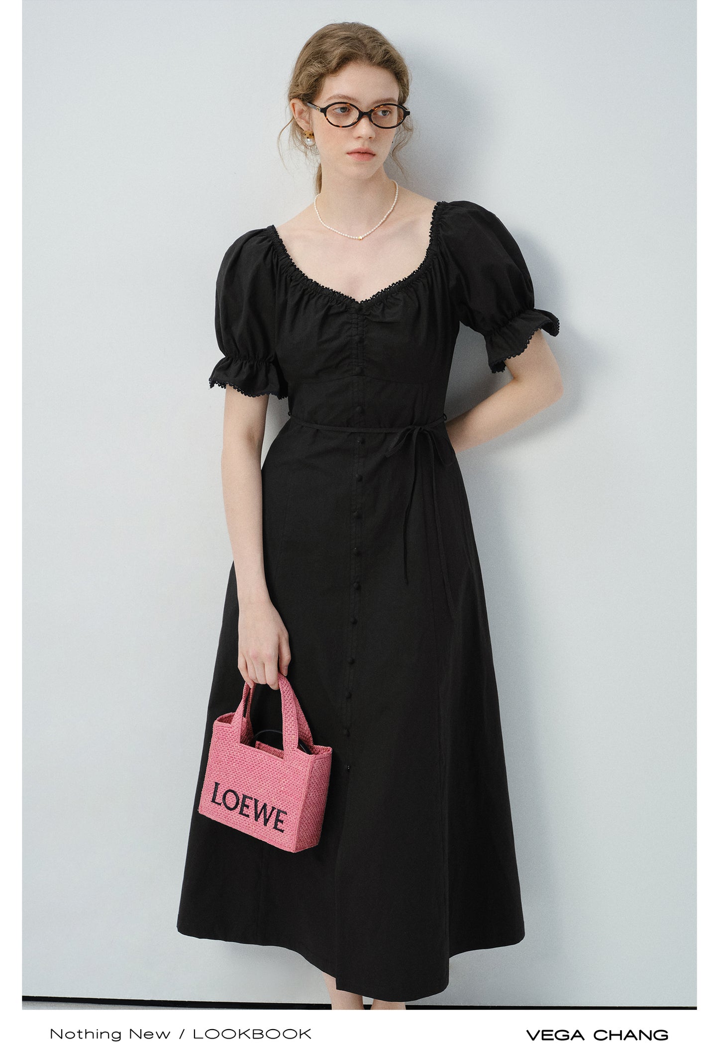 Zip-Up Puff Sleeve Shirt Dress With Slit