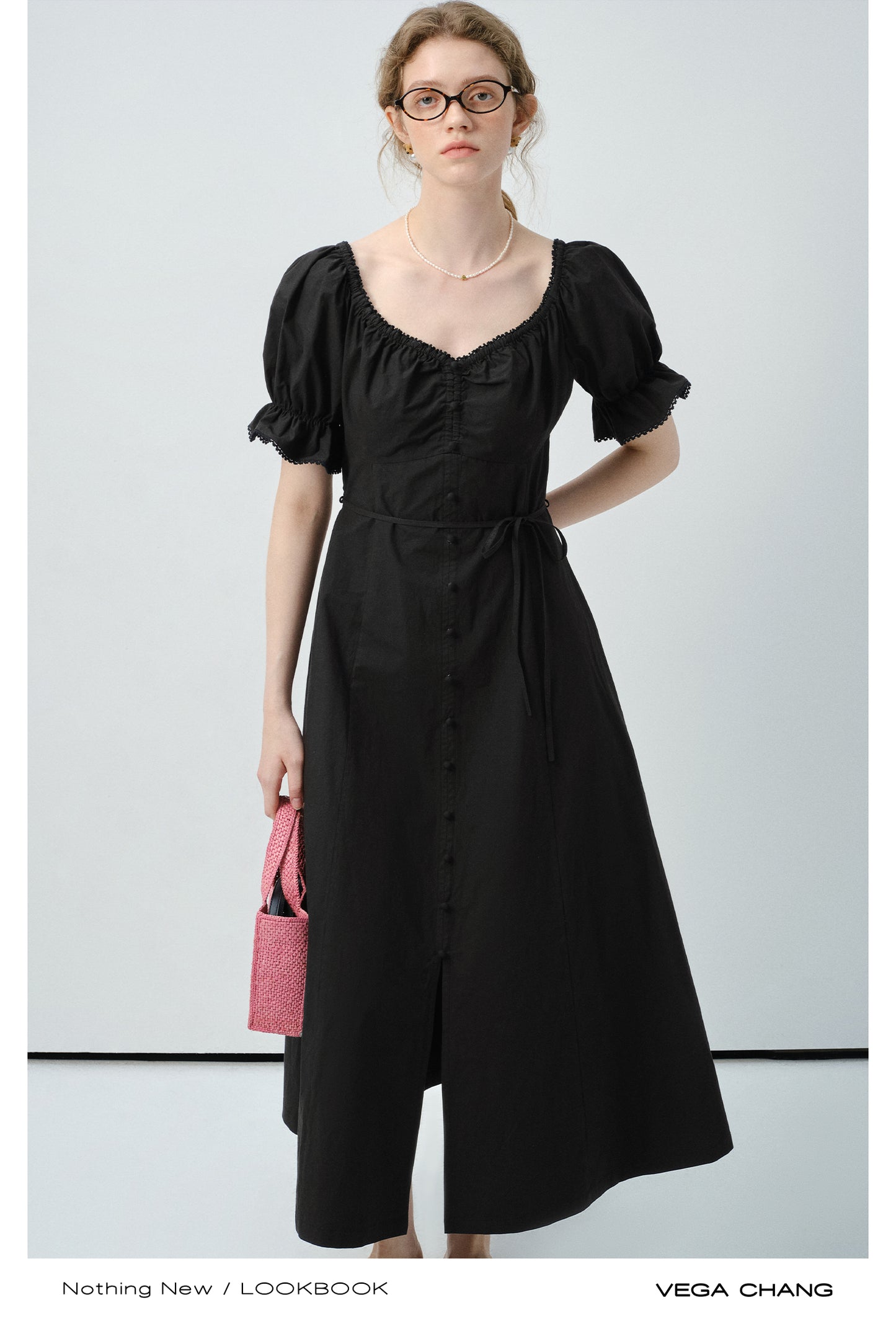 Zip-Up Puff Sleeve Shirt Dress With Slit