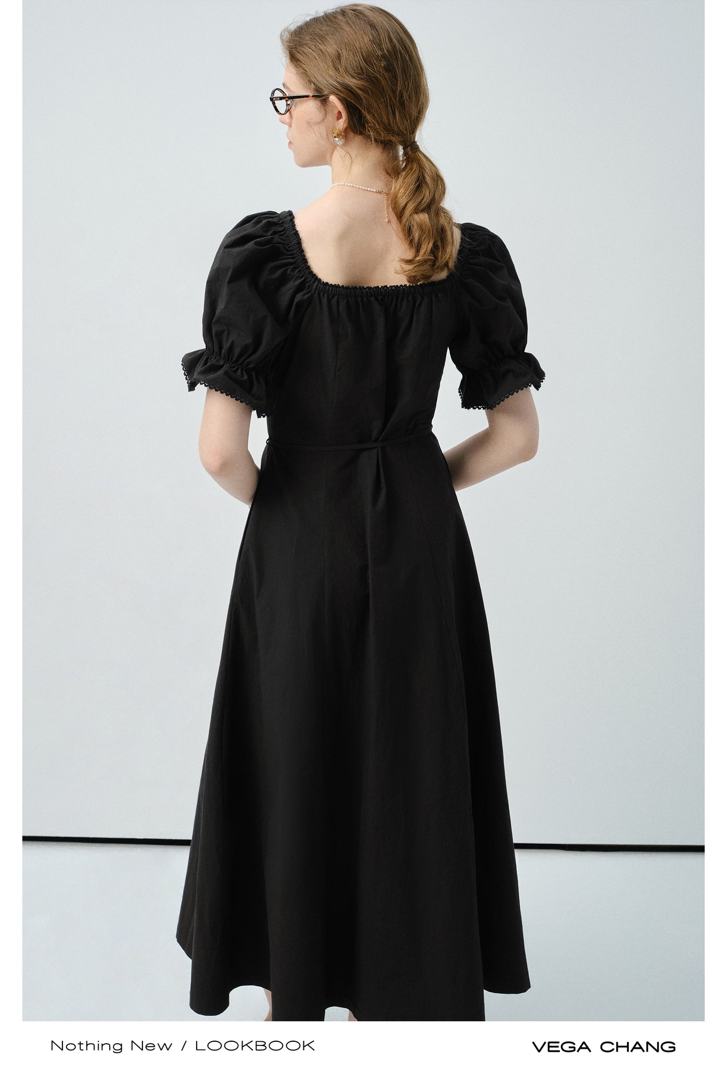 Zip-Up Puff Sleeve Shirt Dress With Slit
