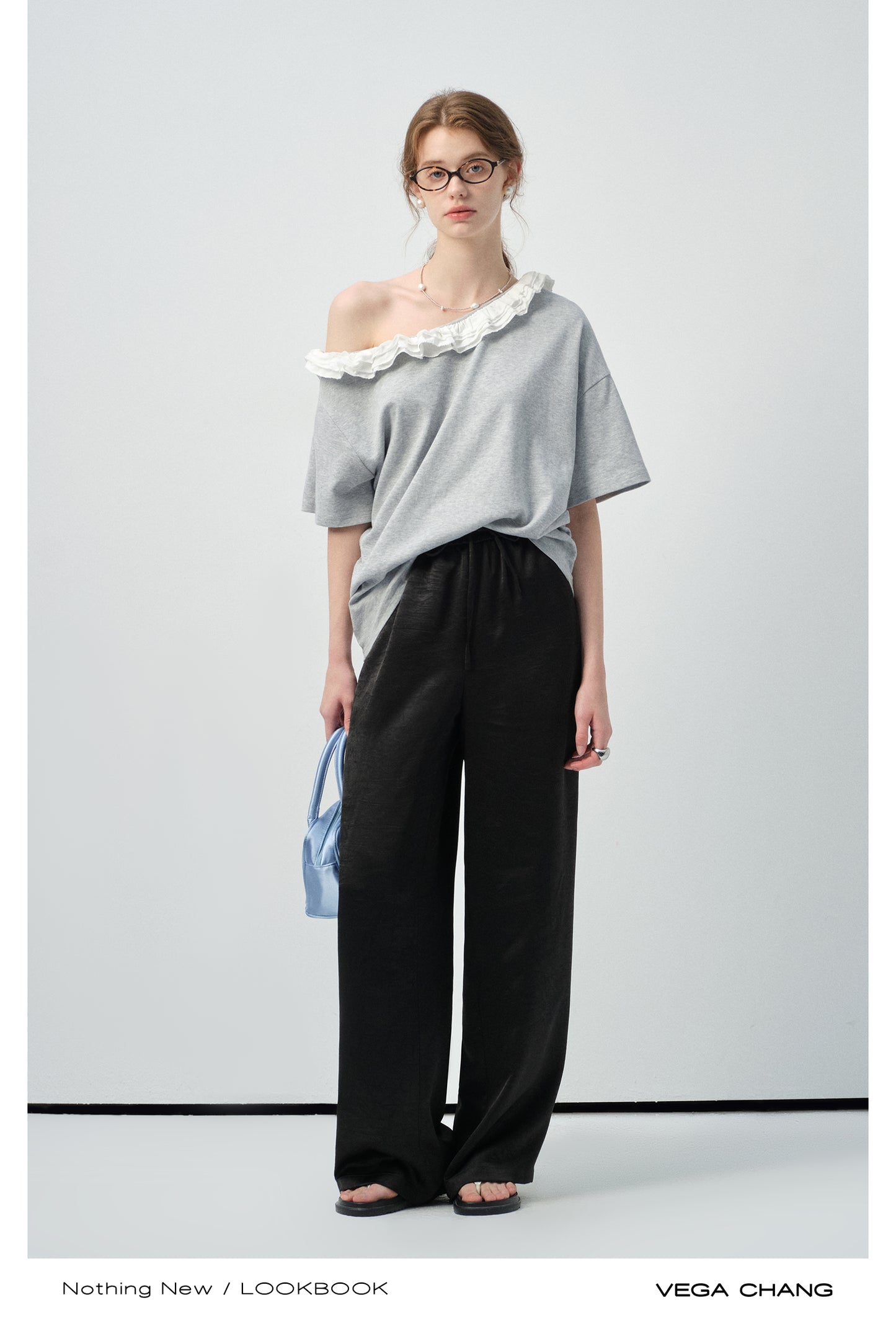 Off-Shoulder Frill Neck Tee
