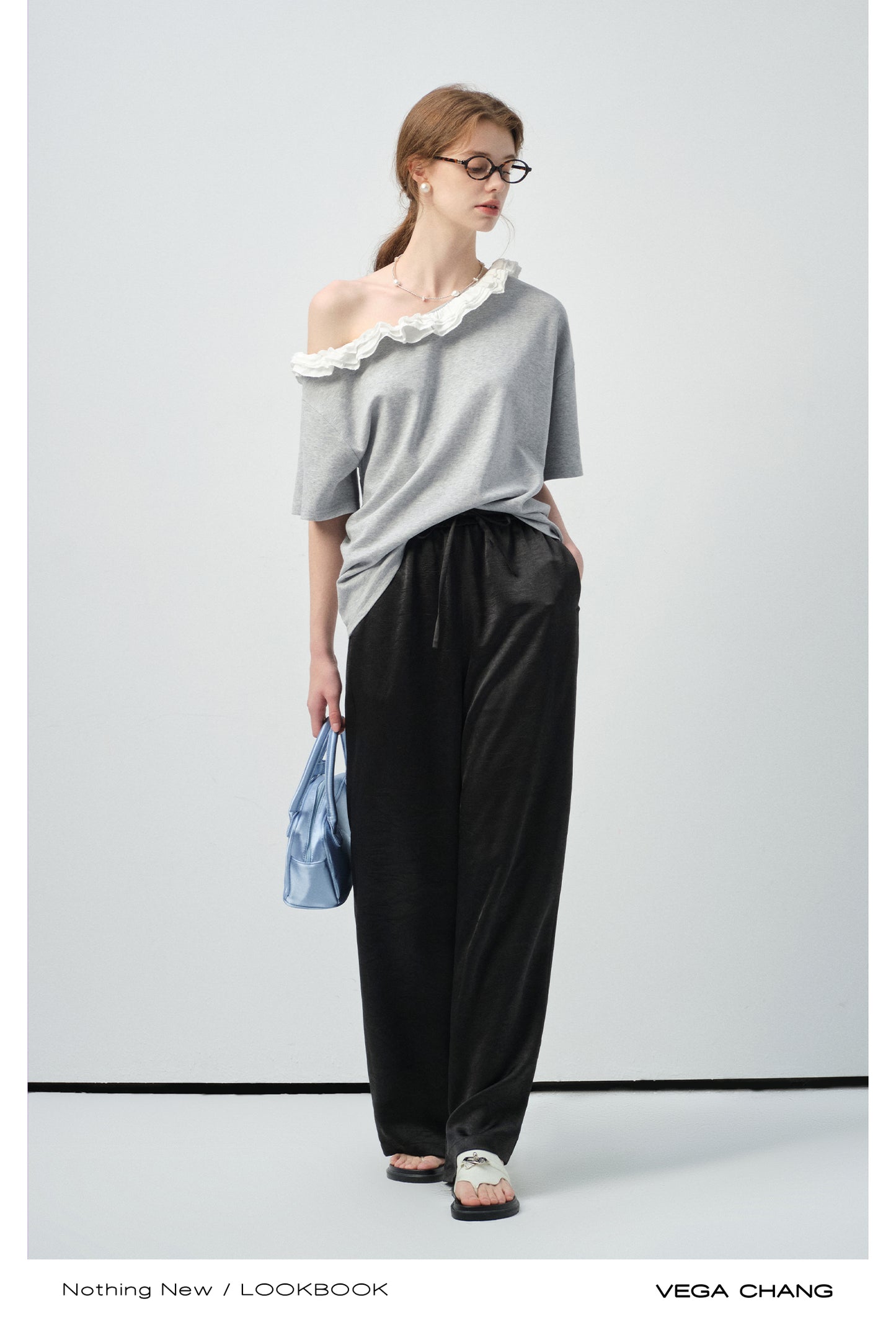 Off-Shoulder Frill Neck Tee