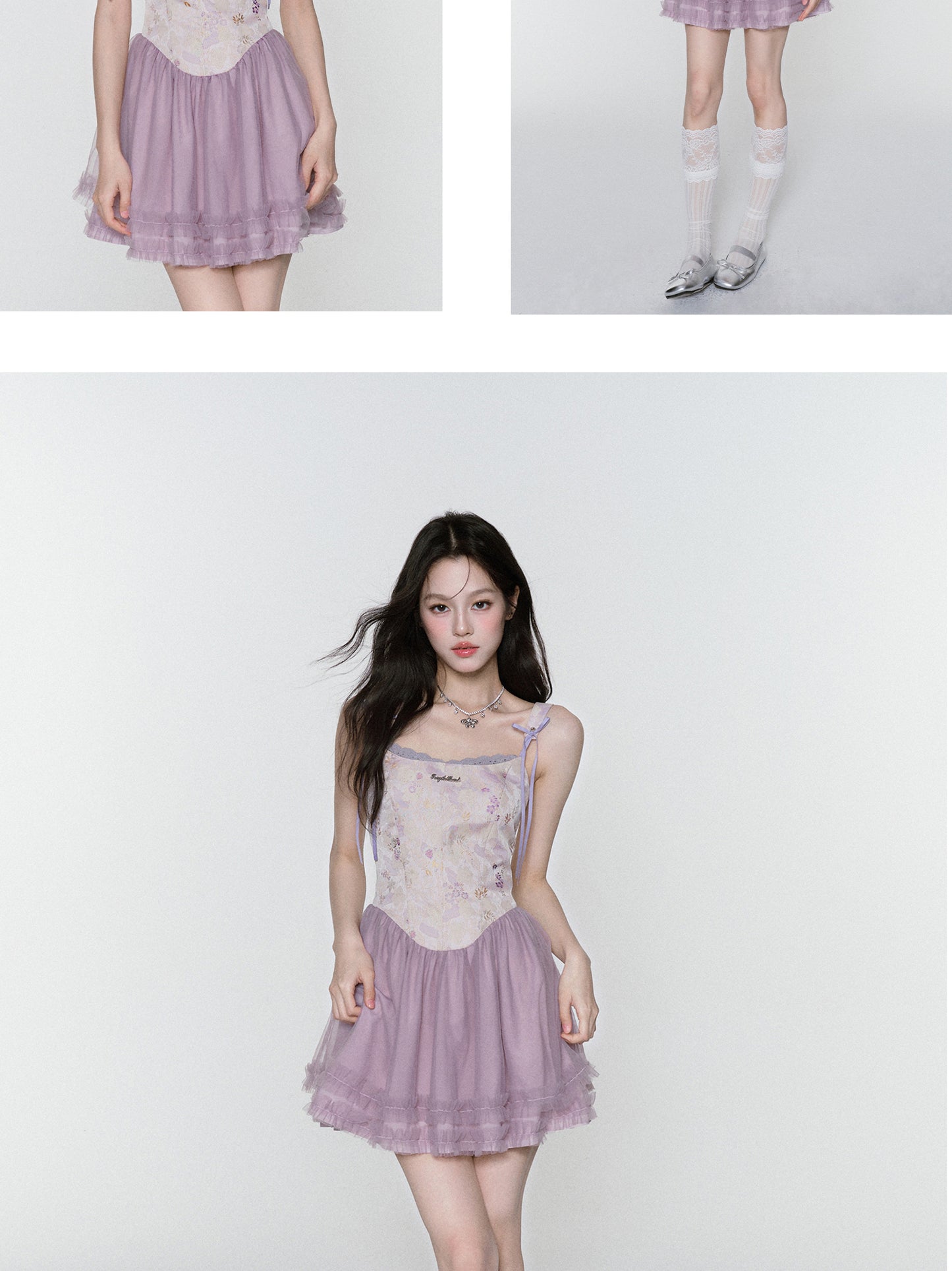 Floral Jacquard V-Waist Strappy Dress