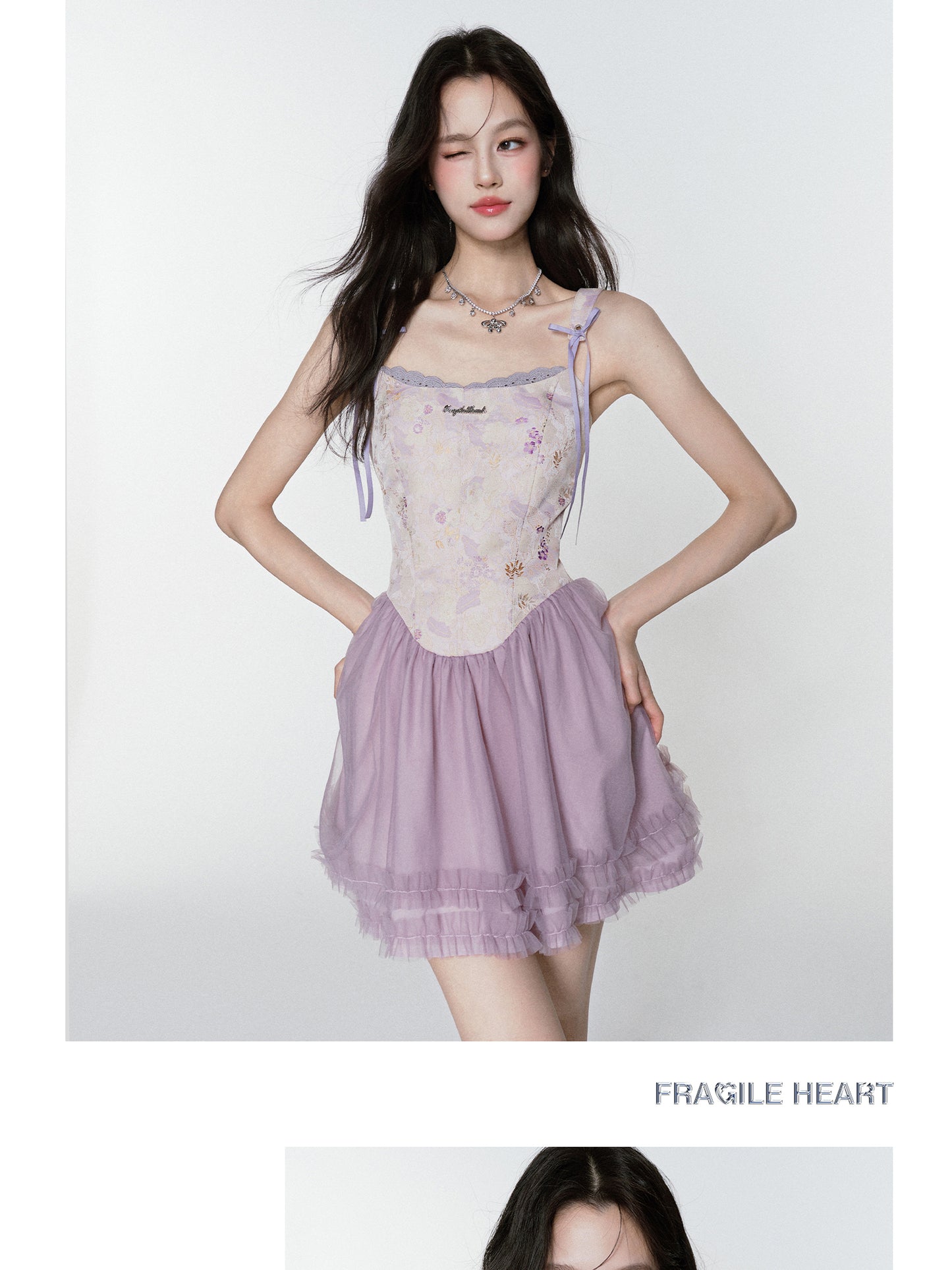 Floral Jacquard V-Waist Strappy Dress