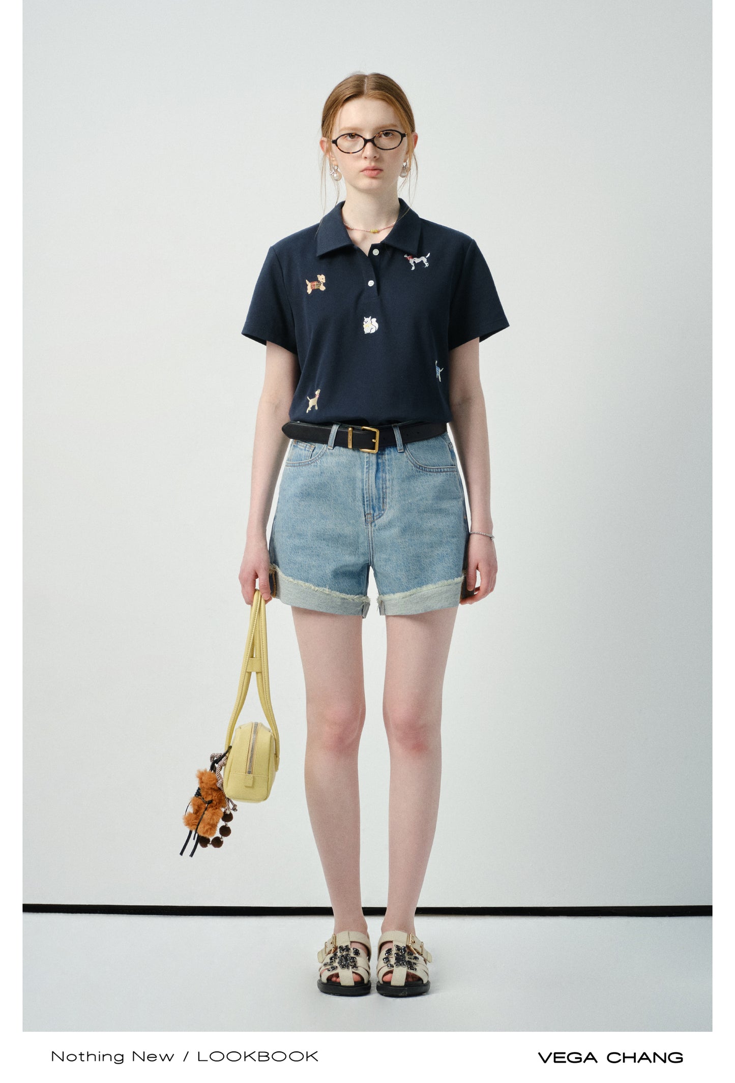 Puppy Motif Embroidered Polo Shirt