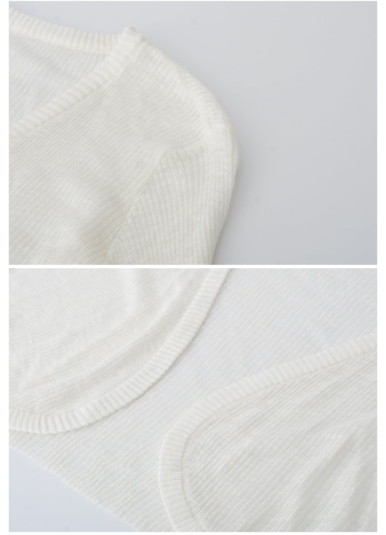 Open-Front Cropped Sheer Knit Cardigan