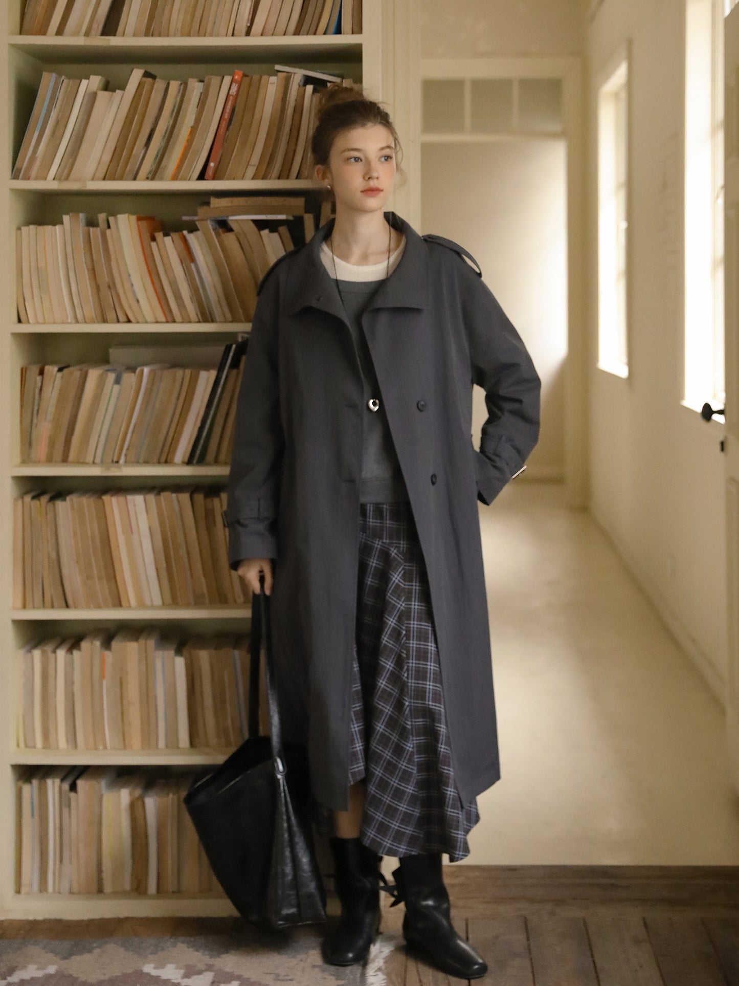 Stand Collar Belted Trench Coat