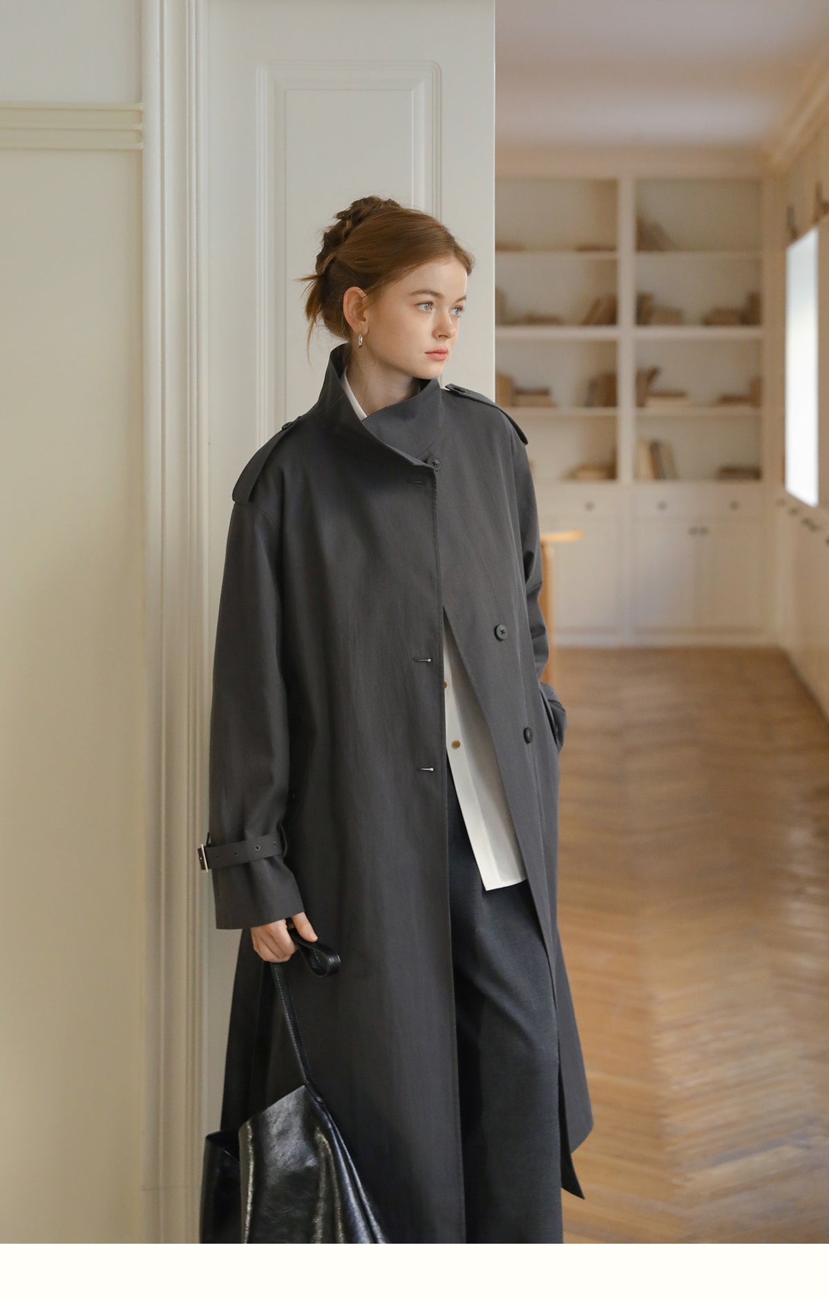 Stand Collar Belted Trench Coat