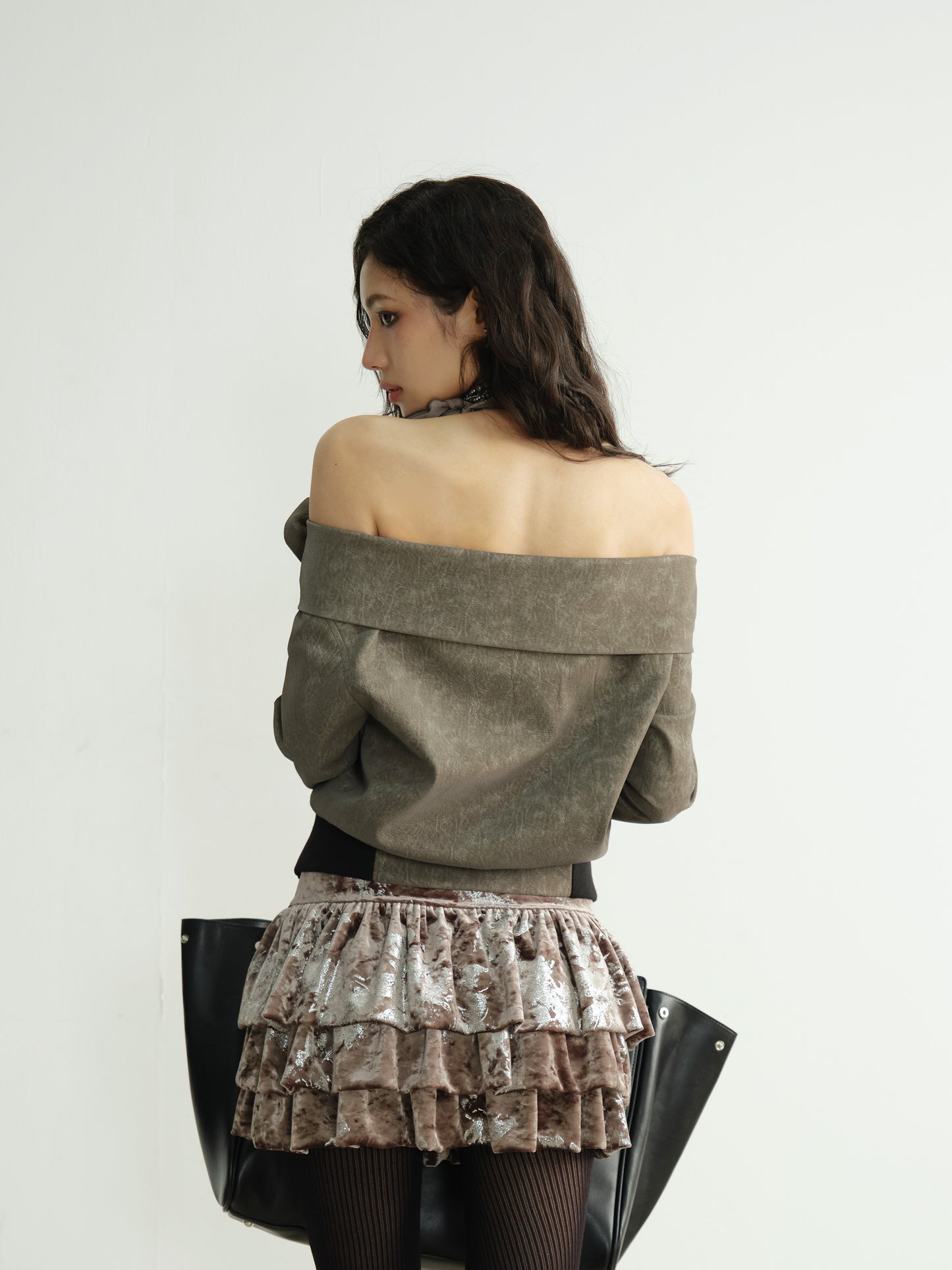 Metallic Floral Velvet Open-Back Tiered Dress