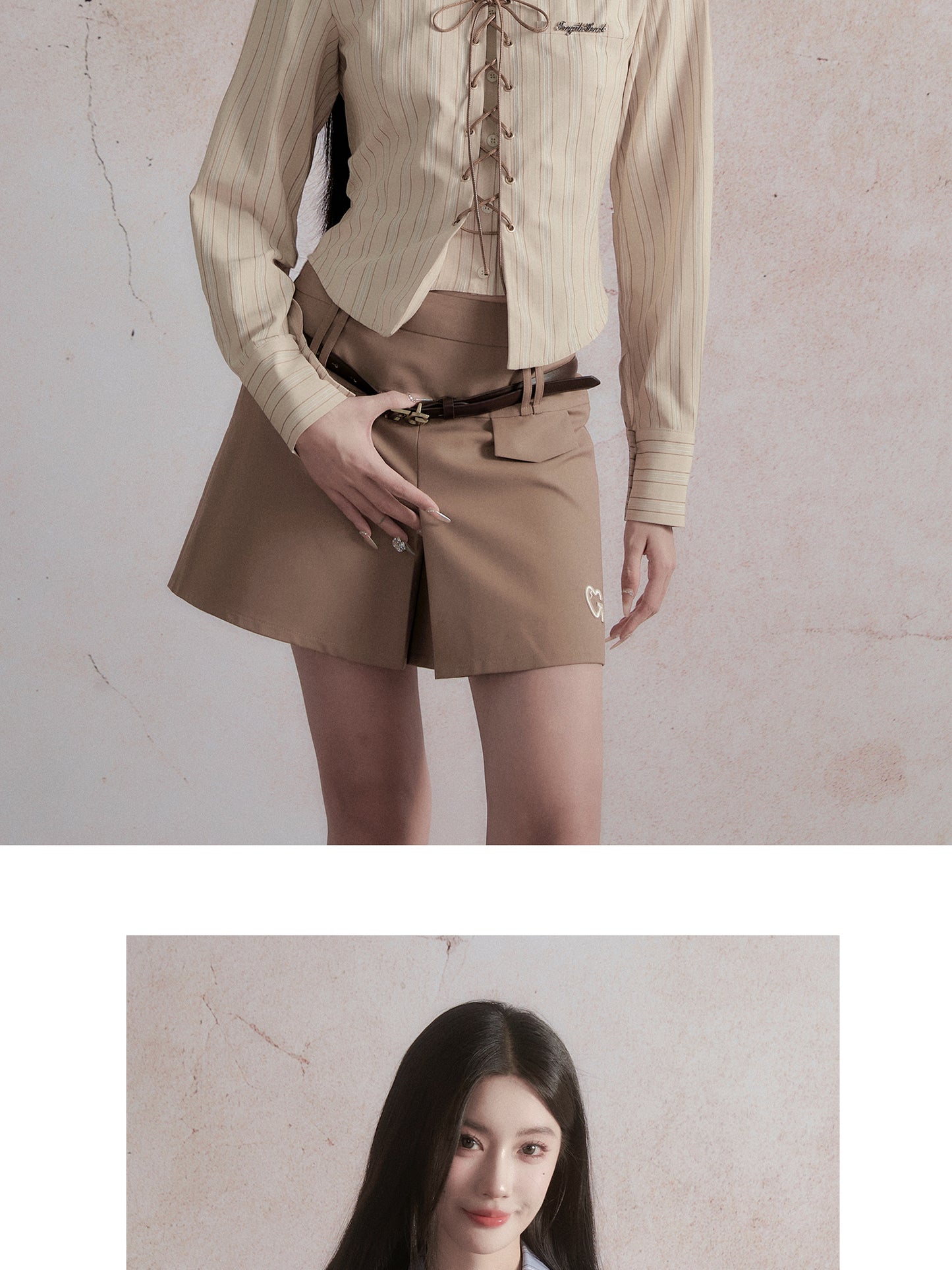 Striped Lace-Up Shirt With Back Tie