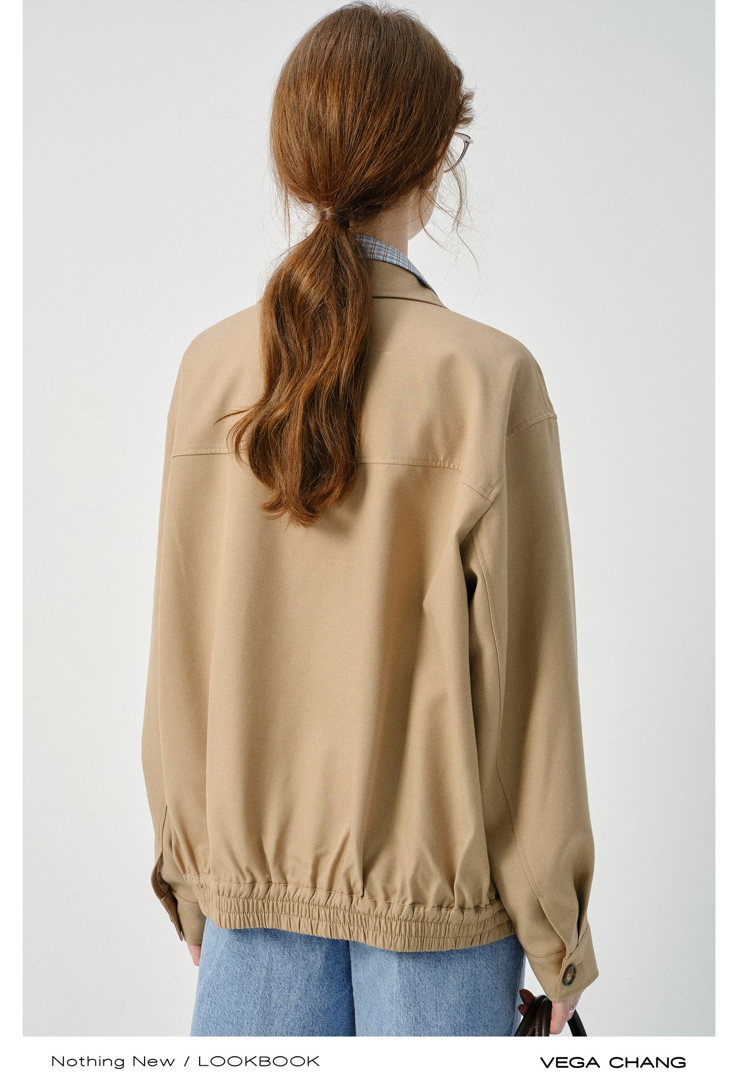 Layered-Look Plaid Shirt Zip-Up Jacket