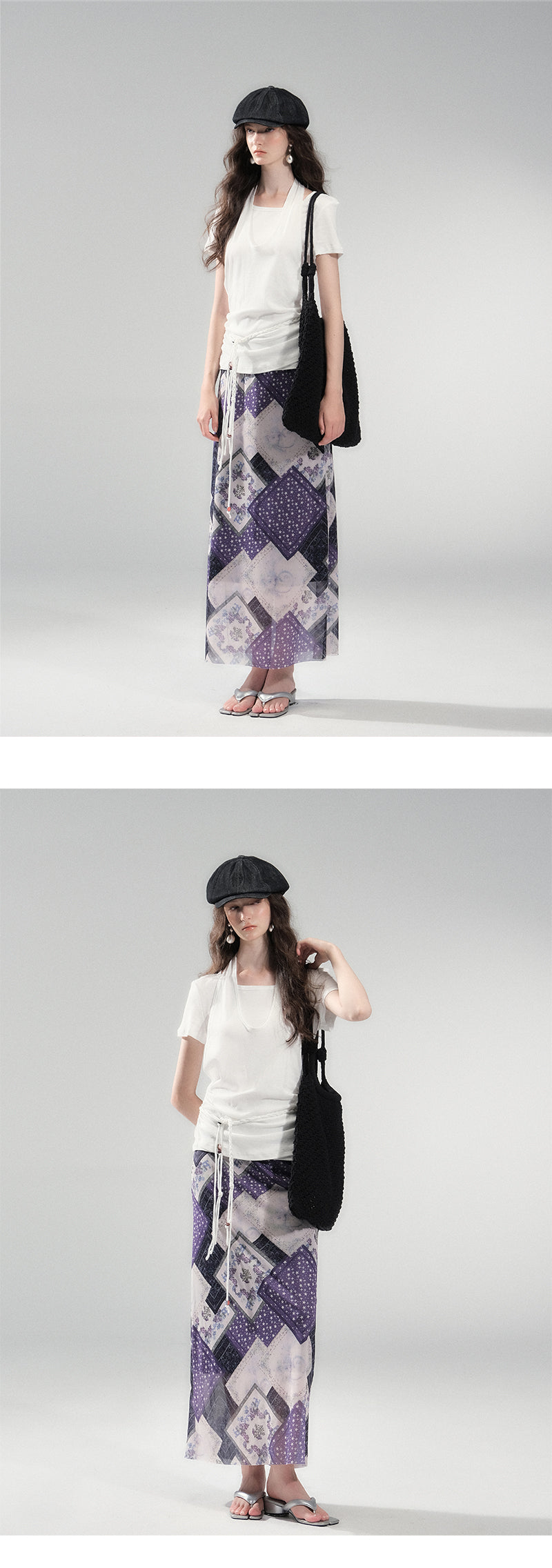 Layered Top & Maxi Skirt With Patchwork Print