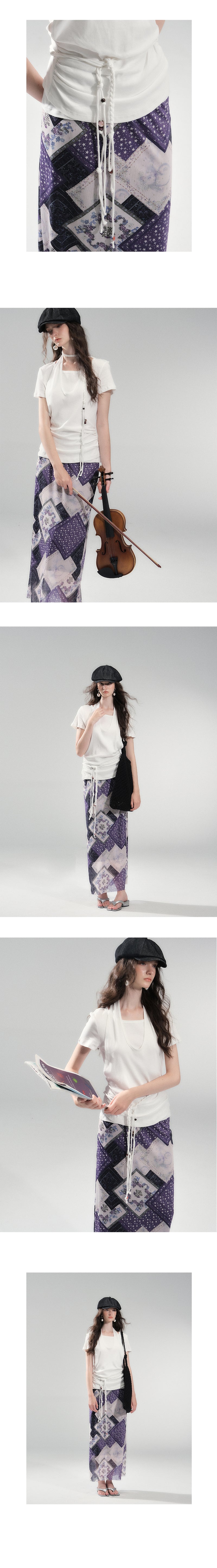 Layered Top & Maxi Skirt With Patchwork Print