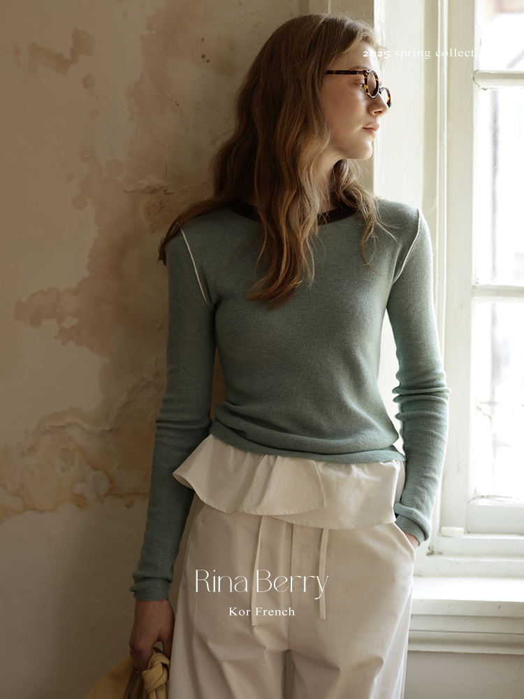 Contrast-Trim Ribbed Knit Top