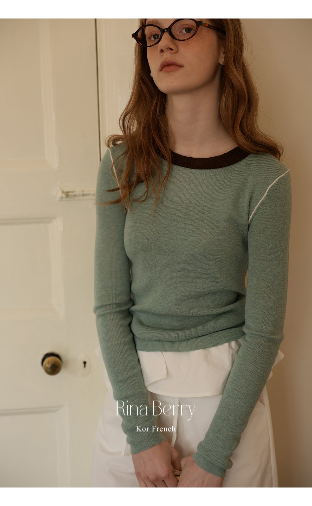 Contrast-Trim Ribbed Knit Top