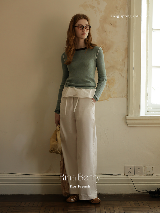 Contrast-Trim Ribbed Knit Top