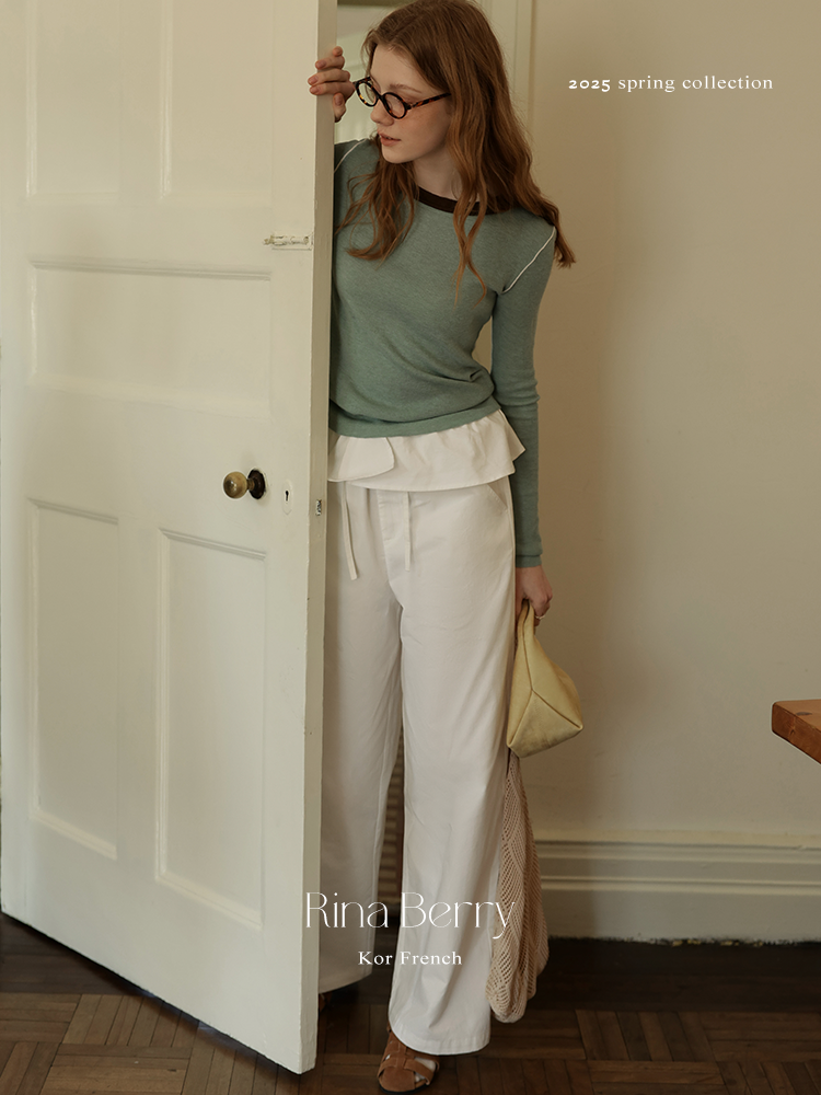 Contrast-Trim Ribbed Knit Top