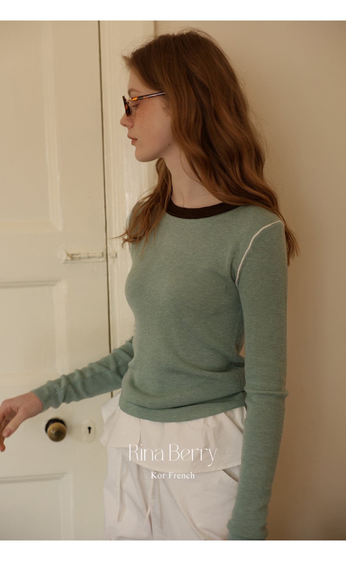 Contrast-Trim Ribbed Knit Top