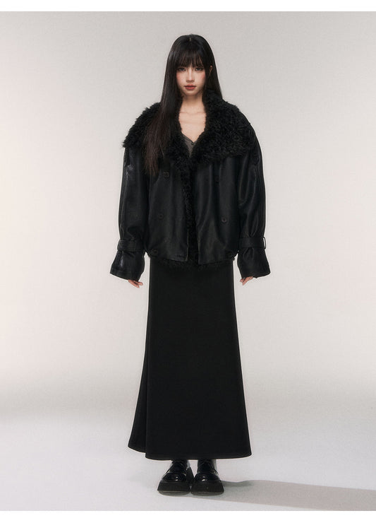 Faux Leather Jacket With Soft Fur Lining