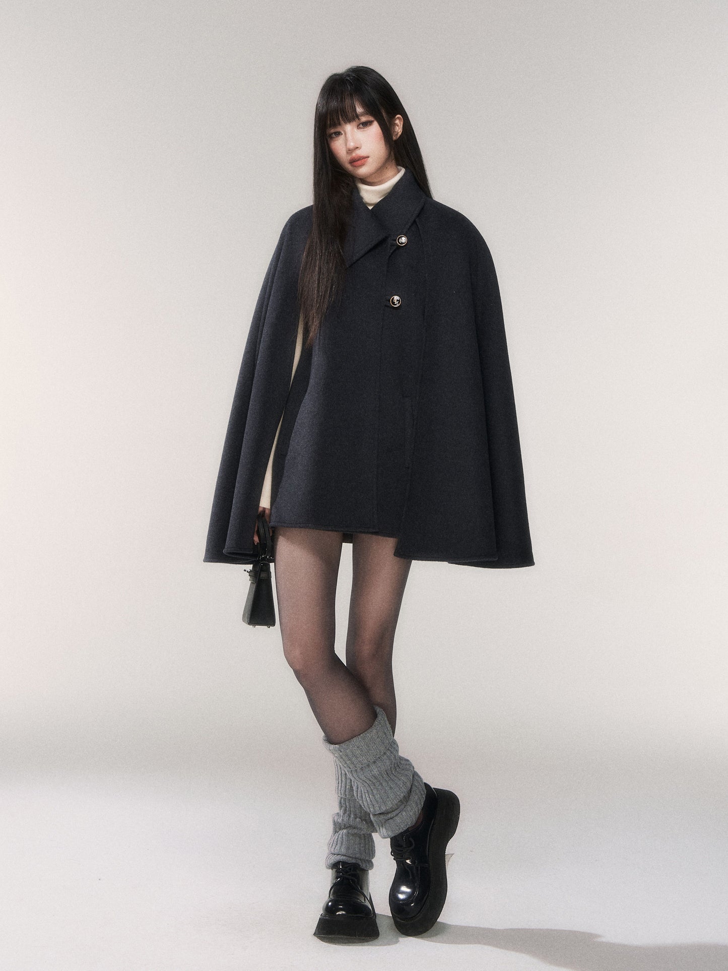 Double-Faced Wool Cape Coat