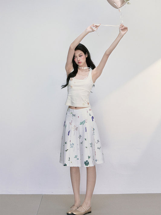 Sleeveless Top With Flower Embellishments