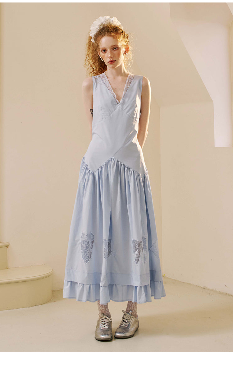 Lace Patch Sleeveless Cutout Dress