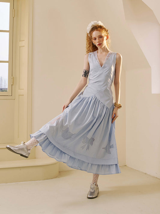 Lace Patch Sleeveless Cutout Dress